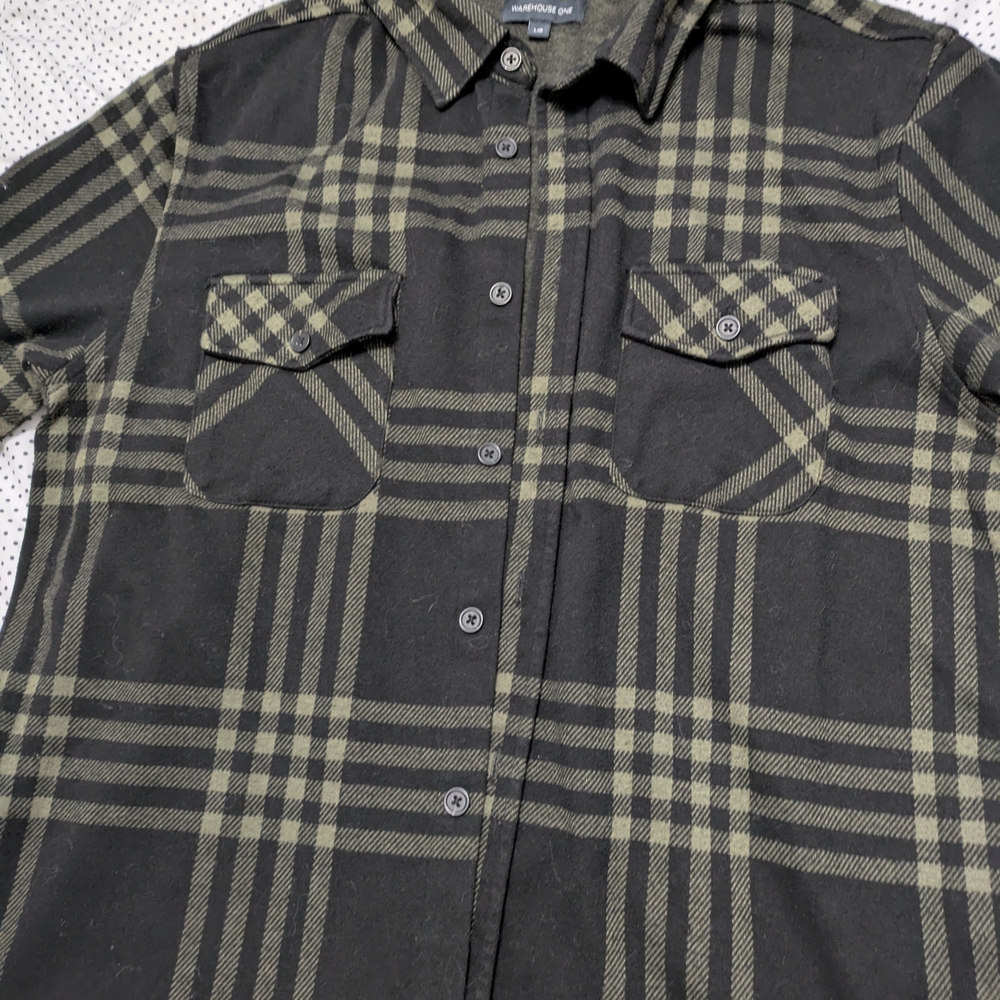 Warehouse Black and Green Plaid Utility Jacket - Picture 2 of 3